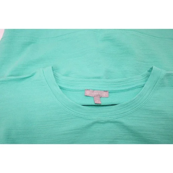 T By Talbots Long Sleeve Shirt Top Women's Teal Stretch Casual Beach UPF 50 Med - Picture 5 of 10